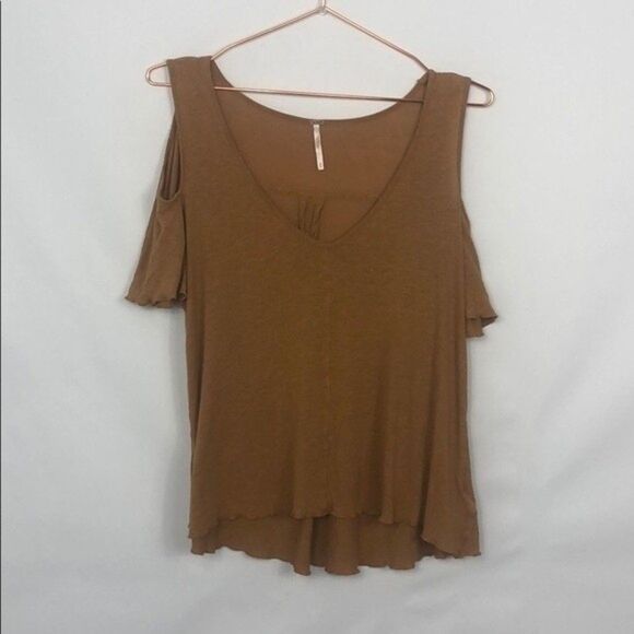 Free People Bittersweet Tan Cold Shoulder Top 20A - Picture 5 of 10